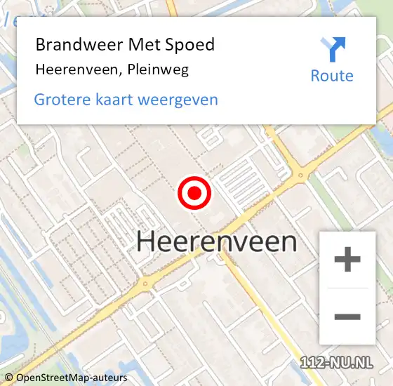 Locatie op kaart van de 112 melding: Brandweer Met Spoed Naar Heerenveen, Pleinweg op 29 november 2021 18:29