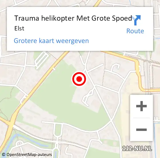 Locatie op kaart van de 112 melding: Trauma helikopter Met Grote Spoed Naar Elst op 29 november 2021 19:36