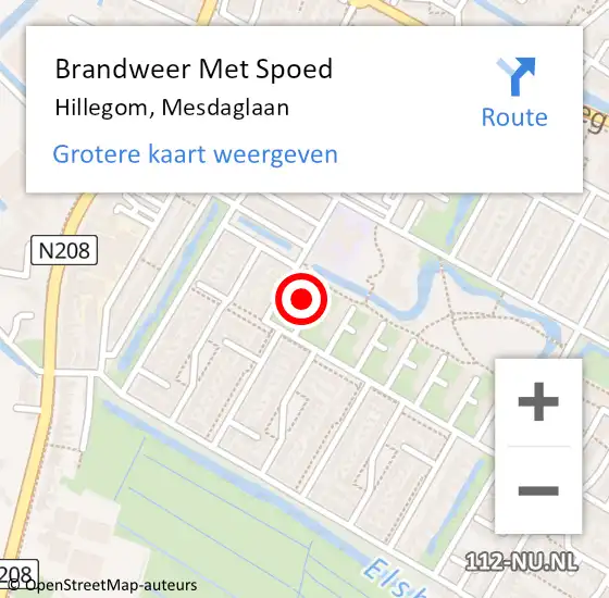 Locatie op kaart van de 112 melding: Brandweer Met Spoed Naar Hillegom, Mesdaglaan op 29 november 2021 19:59