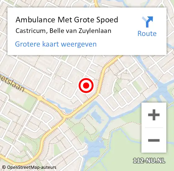 Locatie op kaart van de 112 melding: Ambulance Met Grote Spoed Naar Castricum, Belle van Zuylenlaan op 29 november 2021 20:00