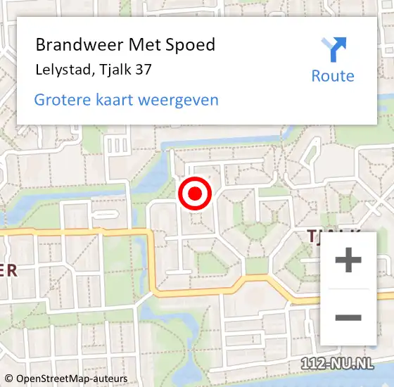 Locatie op kaart van de 112 melding: Brandweer Met Spoed Naar Lelystad, Tjalk 37 op 29 november 2021 20:11