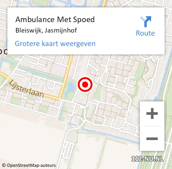 Locatie op kaart van de 112 melding: Ambulance Met Spoed Naar Bleiswijk, Jasmijnhof op 29 november 2021 20:41