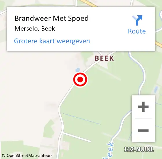 Locatie op kaart van de 112 melding: Brandweer Met Spoed Naar Merselo, Beek op 29 november 2021 20:44