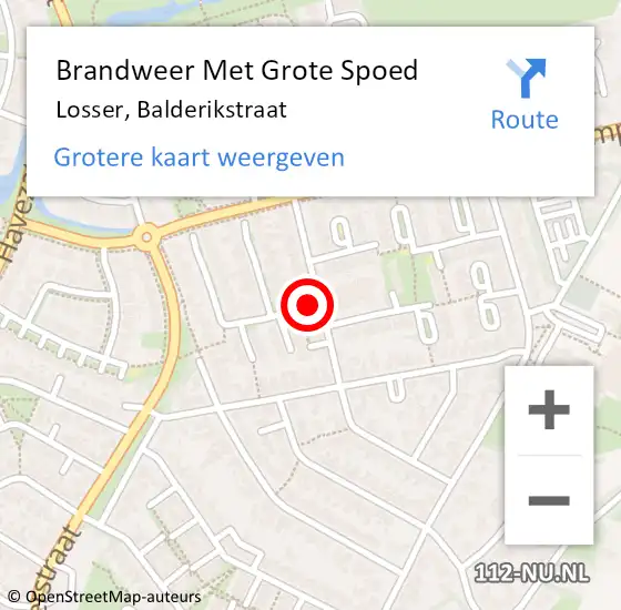 Locatie op kaart van de 112 melding: Brandweer Met Grote Spoed Naar Losser, Balderikstraat op 29 november 2021 20:45