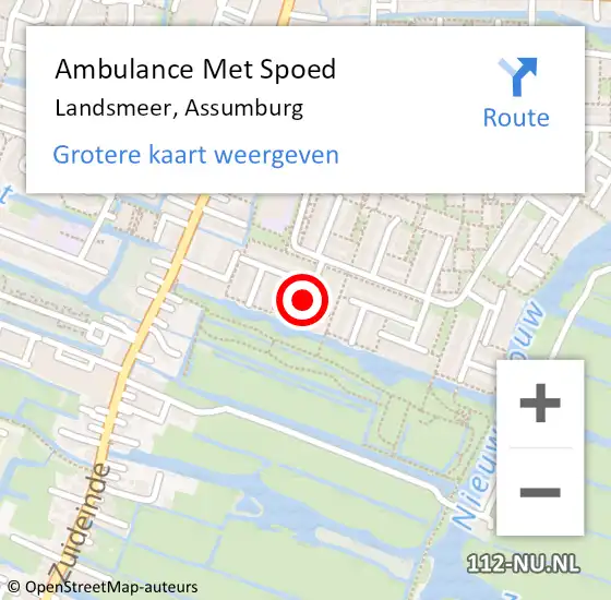 Locatie op kaart van de 112 melding: Ambulance Met Spoed Naar Landsmeer, Assumburg op 29 november 2021 20:56