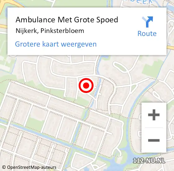 Locatie op kaart van de 112 melding: Ambulance Met Grote Spoed Naar Nijkerk, Pinksterbloem op 29 november 2021 21:06