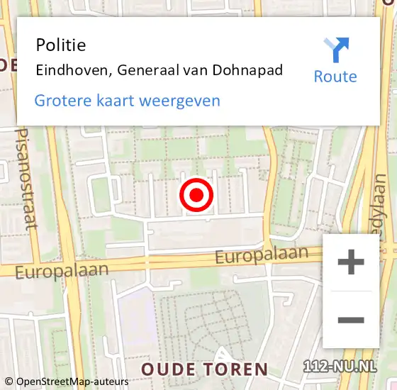Locatie op kaart van de 112 melding: Politie Eindhoven, Generaal van Dohnapad op 29 november 2021 21:30