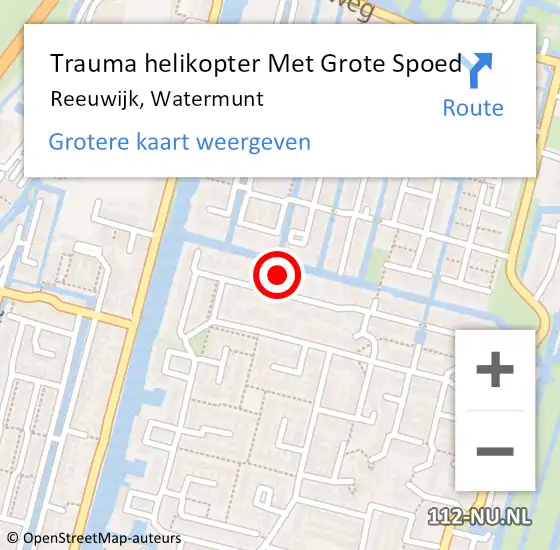 Locatie op kaart van de 112 melding: Trauma helikopter Met Grote Spoed Naar Reeuwijk, Watermunt op 29 november 2021 22:10