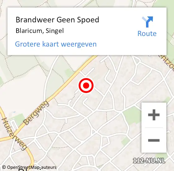 Locatie op kaart van de 112 melding: Brandweer Geen Spoed Naar Blaricum, Singel op 29 november 2021 22:14