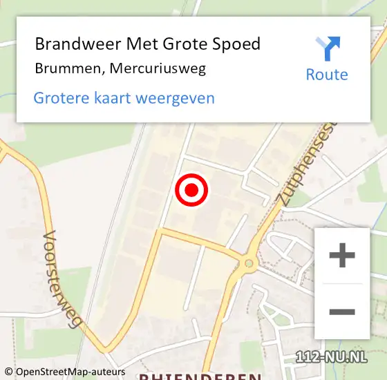 Locatie op kaart van de 112 melding: Brandweer Met Grote Spoed Naar Brummen, Mercuriusweg op 29 november 2021 22:18