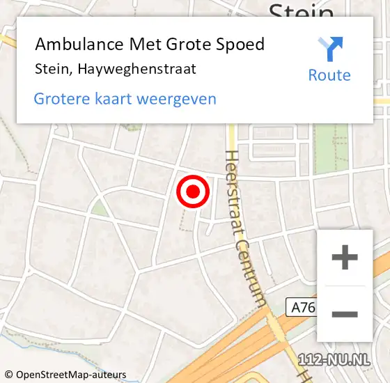 Locatie op kaart van de 112 melding: Ambulance Met Grote Spoed Naar Stein, Hayweghenstraat op 30 juni 2014 20:34