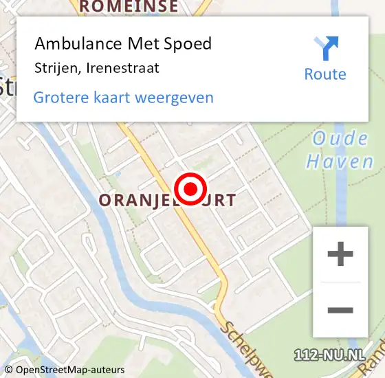 Locatie op kaart van de 112 melding: Ambulance Met Spoed Naar Strijen, Irenestraat op 29 november 2021 23:04