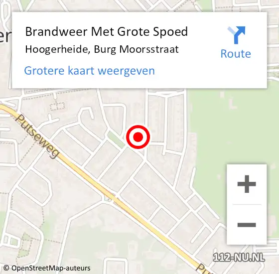 Locatie op kaart van de 112 melding: Brandweer Met Grote Spoed Naar Hoogerheide, Burg Moorsstraat op 29 november 2021 23:20