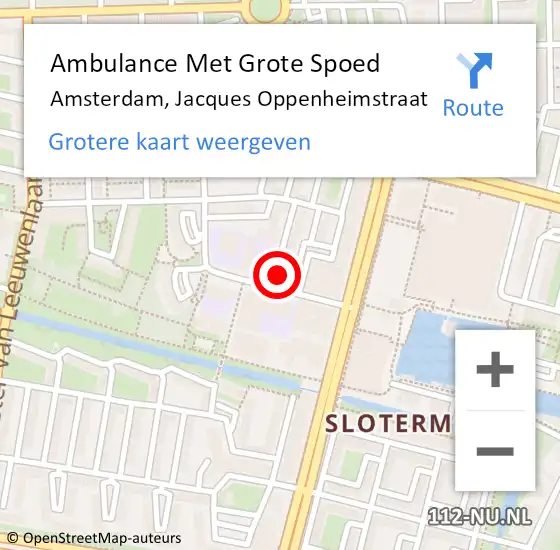Locatie op kaart van de 112 melding: Ambulance Met Grote Spoed Naar Amsterdam, Jacques Oppenheimstraat op 29 november 2021 23:32