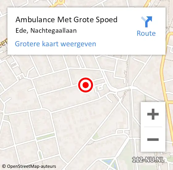 Locatie op kaart van de 112 melding: Ambulance Met Grote Spoed Naar Ede, Nachtegaallaan op 30 november 2021 00:25