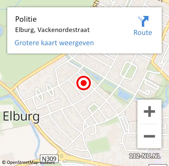Locatie op kaart van de 112 melding: Politie Elburg, Vackenordestraat op 30 november 2021 01:00