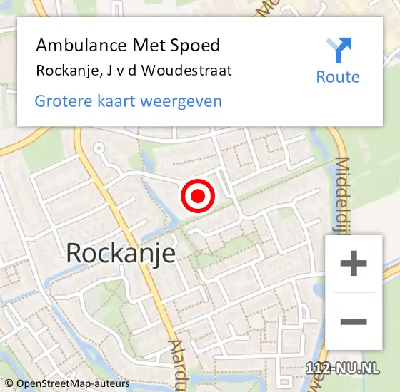 Locatie op kaart van de 112 melding: Ambulance Met Spoed Naar Rockanje, J v d Woudestraat op 30 november 2021 01:07