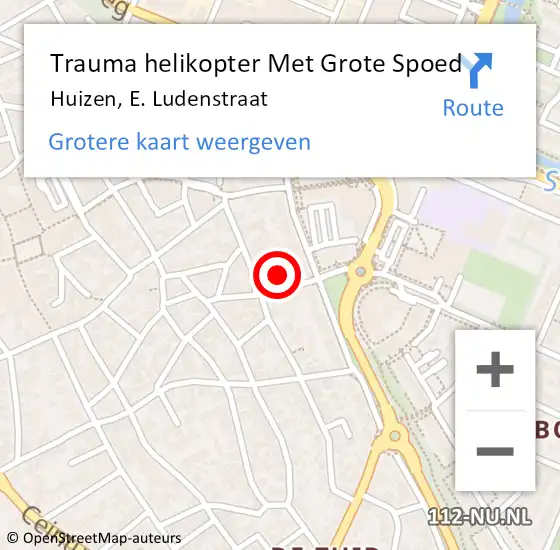 Locatie op kaart van de 112 melding: Trauma helikopter Met Grote Spoed Naar Huizen, E. Ludenstraat op 30 november 2021 02:07