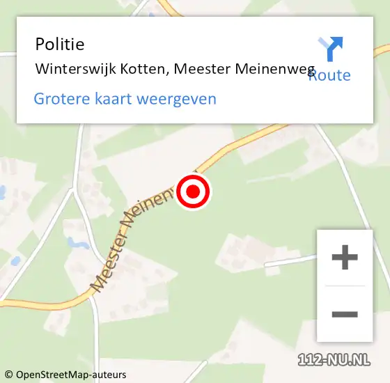 Locatie op kaart van de 112 melding: Politie Winterswijk Kotten, Meester Meinenweg op 30 november 2021 02:44