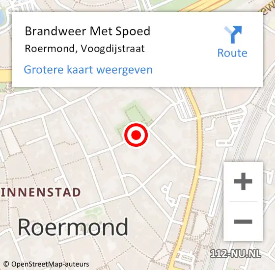 Locatie op kaart van de 112 melding: Brandweer Met Spoed Naar Roermond, Voogdijstraat op 30 november 2021 03:18