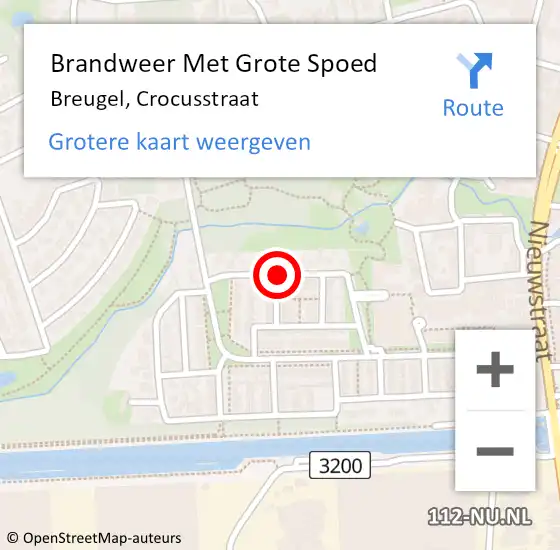 Locatie op kaart van de 112 melding: Brandweer Met Grote Spoed Naar Breugel, Crocusstraat op 30 november 2021 03:33