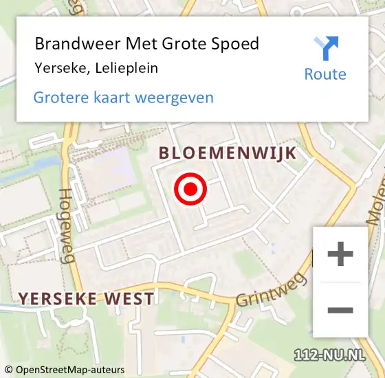 Locatie op kaart van de 112 melding: Brandweer Met Grote Spoed Naar Yerseke, Lelieplein op 30 november 2021 04:08