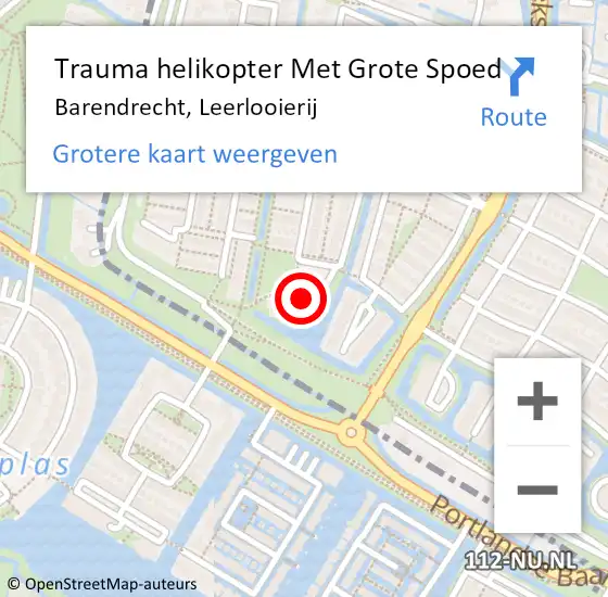 Locatie op kaart van de 112 melding: Trauma helikopter Met Grote Spoed Naar Barendrecht, Leerlooierij op 30 november 2021 04:35