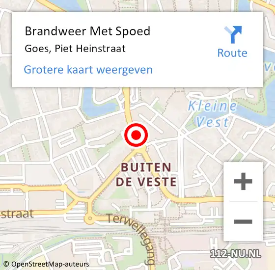 Locatie op kaart van de 112 melding: Brandweer Met Spoed Naar Goes, Piet Heinstraat op 30 november 2021 04:54