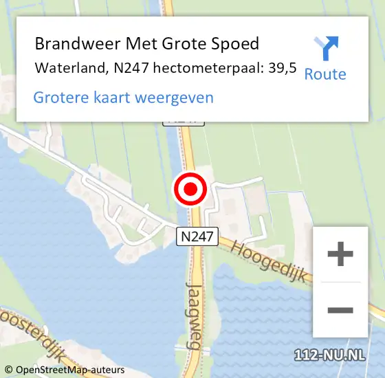 Locatie op kaart van de 112 melding: Brandweer Met Grote Spoed Naar Waterland, N247 hectometerpaal: 39,5 op 30 november 2021 04:57