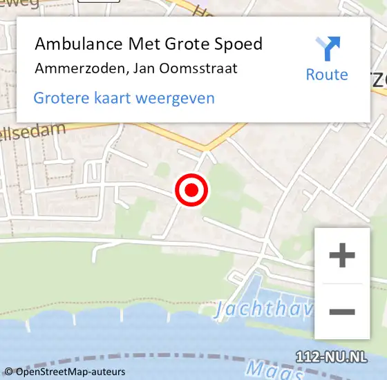 Locatie op kaart van de 112 melding: Ambulance Met Grote Spoed Naar Ammerzoden, Jan Oomsstraat op 30 november 2021 05:08