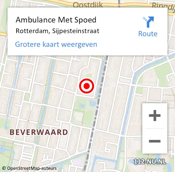 Locatie op kaart van de 112 melding: Ambulance Met Spoed Naar Rotterdam, Sijpesteinstraat op 30 november 2021 05:09