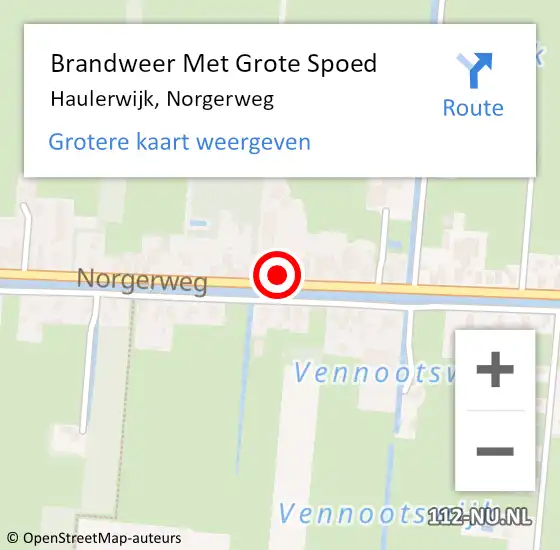 Locatie op kaart van de 112 melding: Brandweer Met Grote Spoed Naar Haulerwijk, Norgerweg op 30 juni 2014 21:00