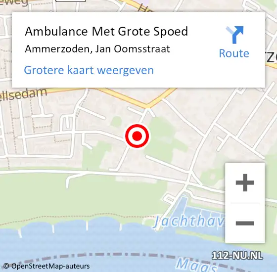 Locatie op kaart van de 112 melding: Ambulance Met Grote Spoed Naar Ammerzoden, Jan Oomsstraat op 30 november 2021 05:23