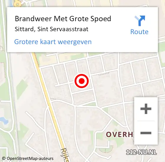 Locatie op kaart van de 112 melding: Brandweer Met Grote Spoed Naar Sittard, Sint Servaasstraat op 30 november 2021 05:38