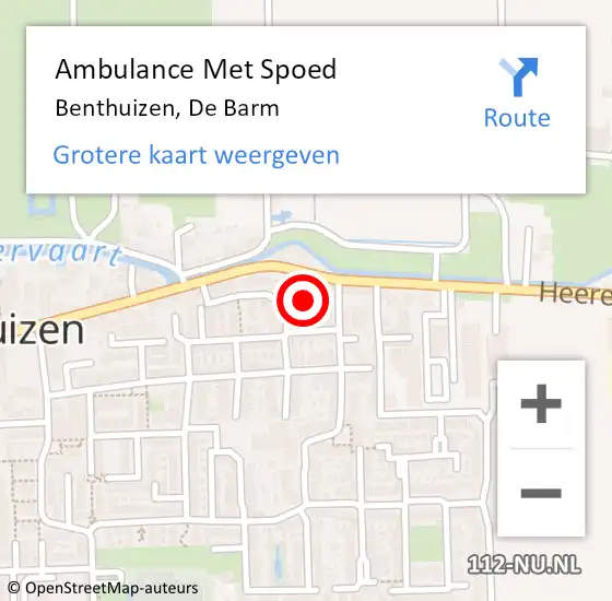 Locatie op kaart van de 112 melding: Ambulance Met Spoed Naar Benthuizen, De Barm op 30 november 2021 07:18