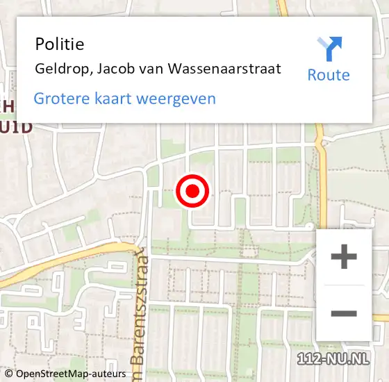 Locatie op kaart van de 112 melding: Politie Geldrop, Jacob van Wassenaarstraat op 30 november 2021 07:24