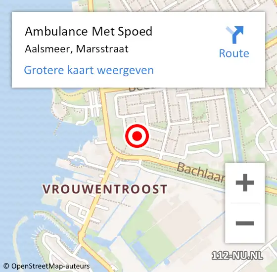 Locatie op kaart van de 112 melding: Ambulance Met Spoed Naar Aalsmeer, Marsstraat op 30 november 2021 07:43