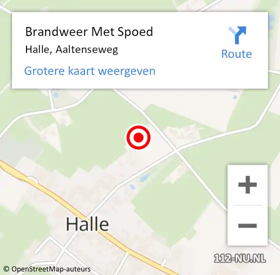 Locatie op kaart van de 112 melding: Brandweer Met Spoed Naar Halle, Aaltenseweg op 30 november 2021 07:53