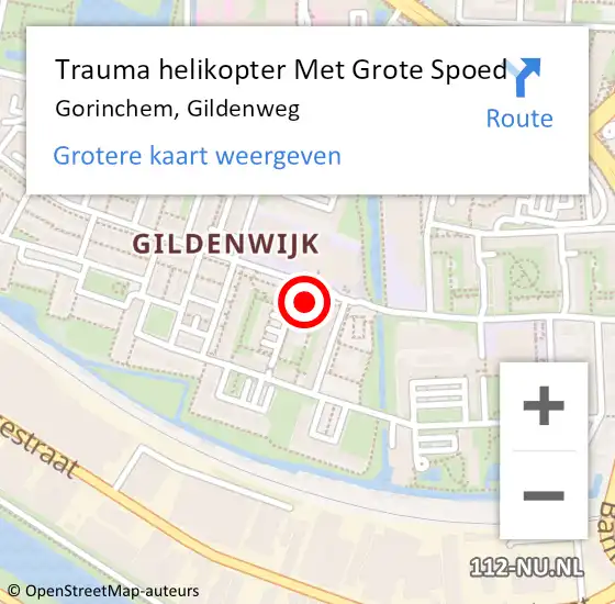 Locatie op kaart van de 112 melding: Trauma helikopter Met Grote Spoed Naar Gorinchem, Gildenweg op 30 november 2021 07:56