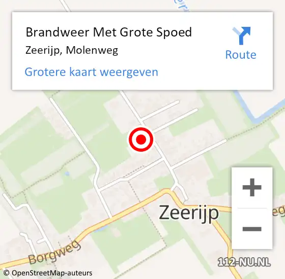 Locatie op kaart van de 112 melding: Brandweer Met Grote Spoed Naar Zeerijp, Molenweg op 30 november 2021 08:05