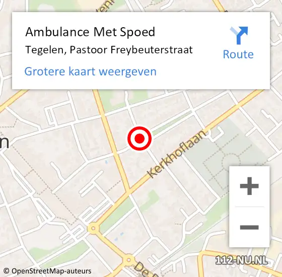 Locatie op kaart van de 112 melding: Ambulance Met Spoed Naar Tegelen, Pastoor Freybeuterstraat op 30 juni 2014 21:19