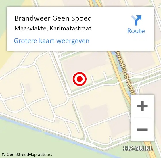 Locatie op kaart van de 112 melding: Brandweer Geen Spoed Naar Maasvlakte, Karimatastraat op 30 november 2021 08:40