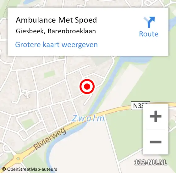 Locatie op kaart van de 112 melding: Ambulance Met Spoed Naar Giesbeek, Barenbroeklaan op 30 november 2021 08:55