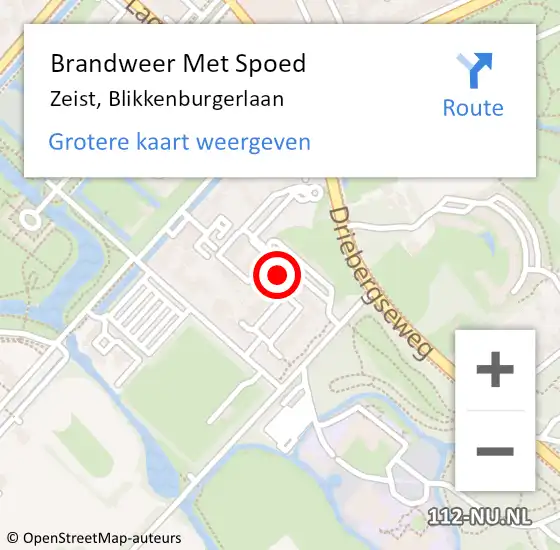 Locatie op kaart van de 112 melding: Brandweer Met Spoed Naar Zeist, Blikkenburgerlaan op 30 november 2021 09:06