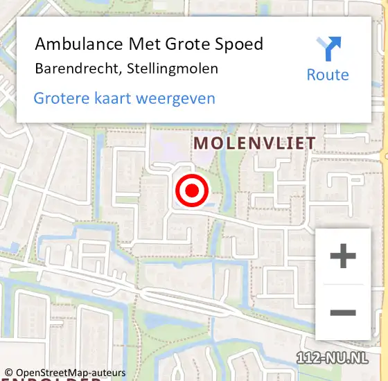 Locatie op kaart van de 112 melding: Ambulance Met Grote Spoed Naar Barendrecht, Stellingmolen op 30 november 2021 09:40
