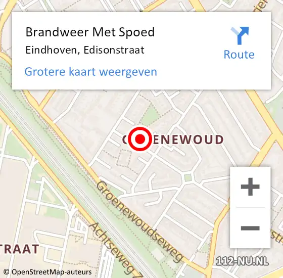 Locatie op kaart van de 112 melding: Brandweer Met Spoed Naar Eindhoven, Edisonstraat op 30 november 2021 09:44