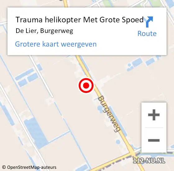 Locatie op kaart van de 112 melding: Trauma helikopter Met Grote Spoed Naar De Lier, Burgerweg op 30 november 2021 09:45