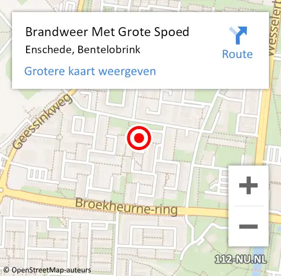 Locatie op kaart van de 112 melding: Brandweer Met Grote Spoed Naar Enschede, Bentelobrink op 30 november 2021 09:53