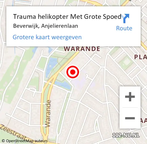 Locatie op kaart van de 112 melding: Trauma helikopter Met Grote Spoed Naar Beverwijk, Anjelierenlaan op 30 november 2021 10:29