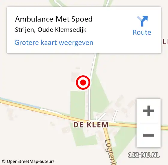 Locatie op kaart van de 112 melding: Ambulance Met Spoed Naar Strijen, Oude Klemsedijk op 30 november 2021 10:49